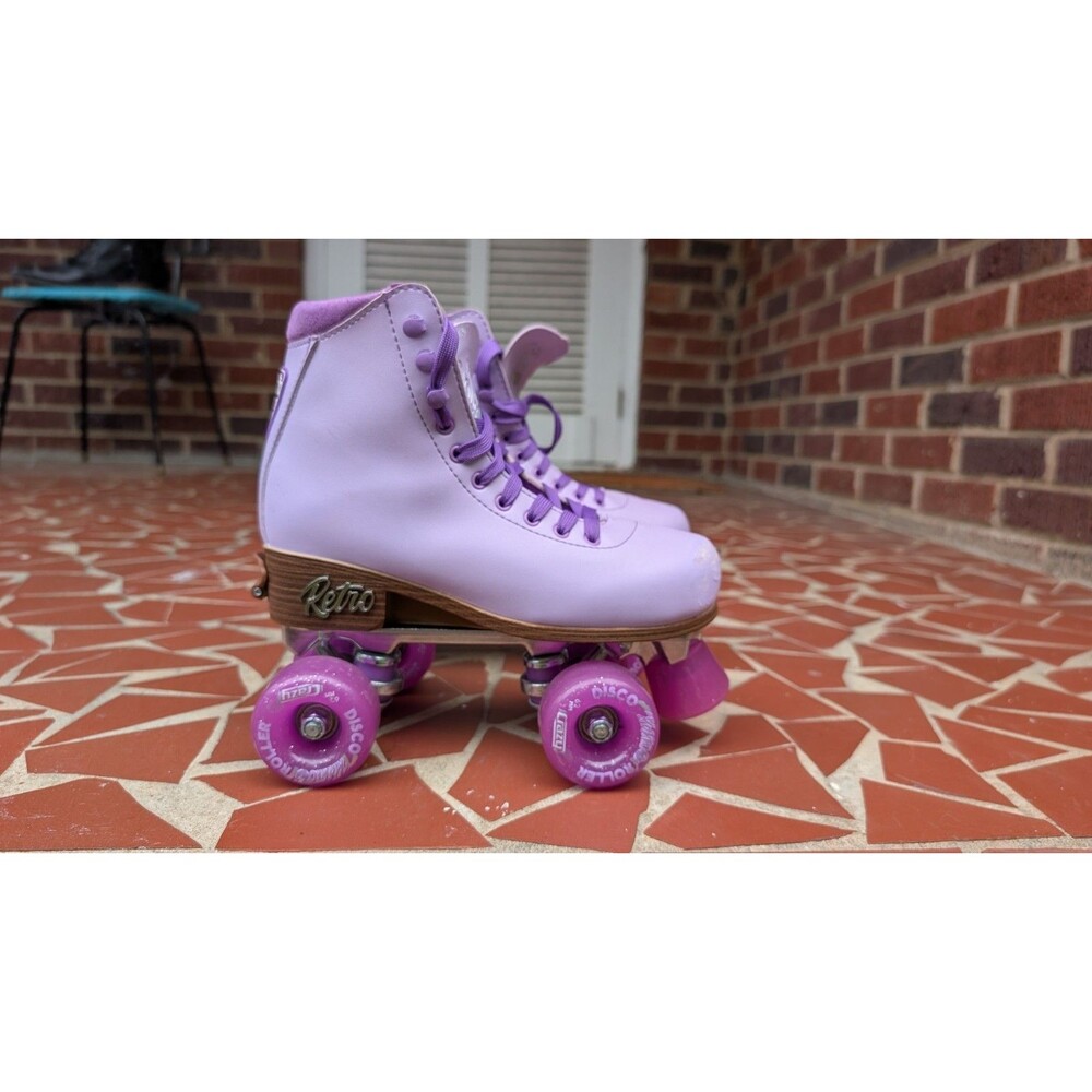 Crazy Skates Retro Disco Roller Skates- Purple-Adjustable Women's Sz Med (4-7.5)